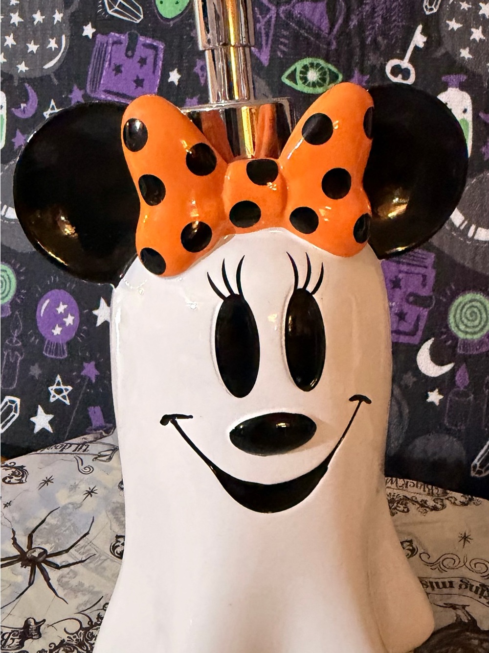 Ceramic Minnie-Style Figurine with Orange Polka Dot Bow